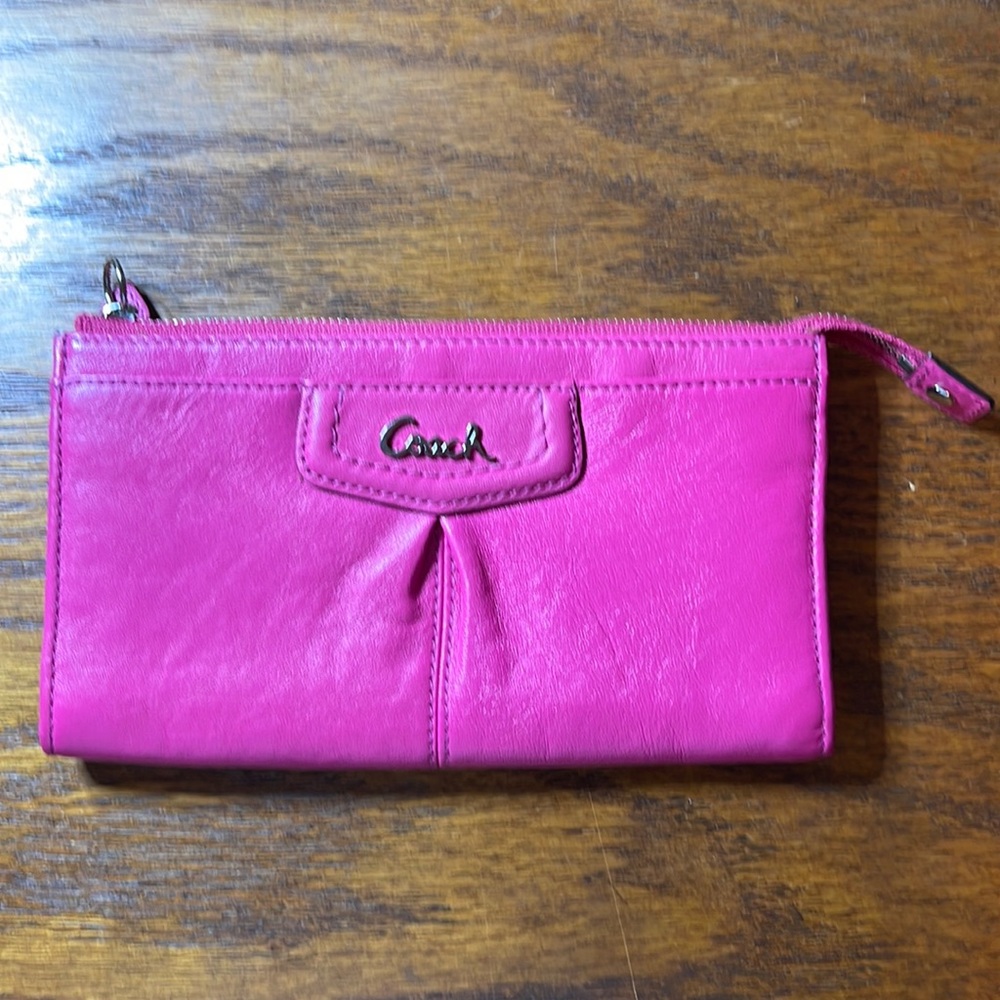 Hot pink coach wristlet